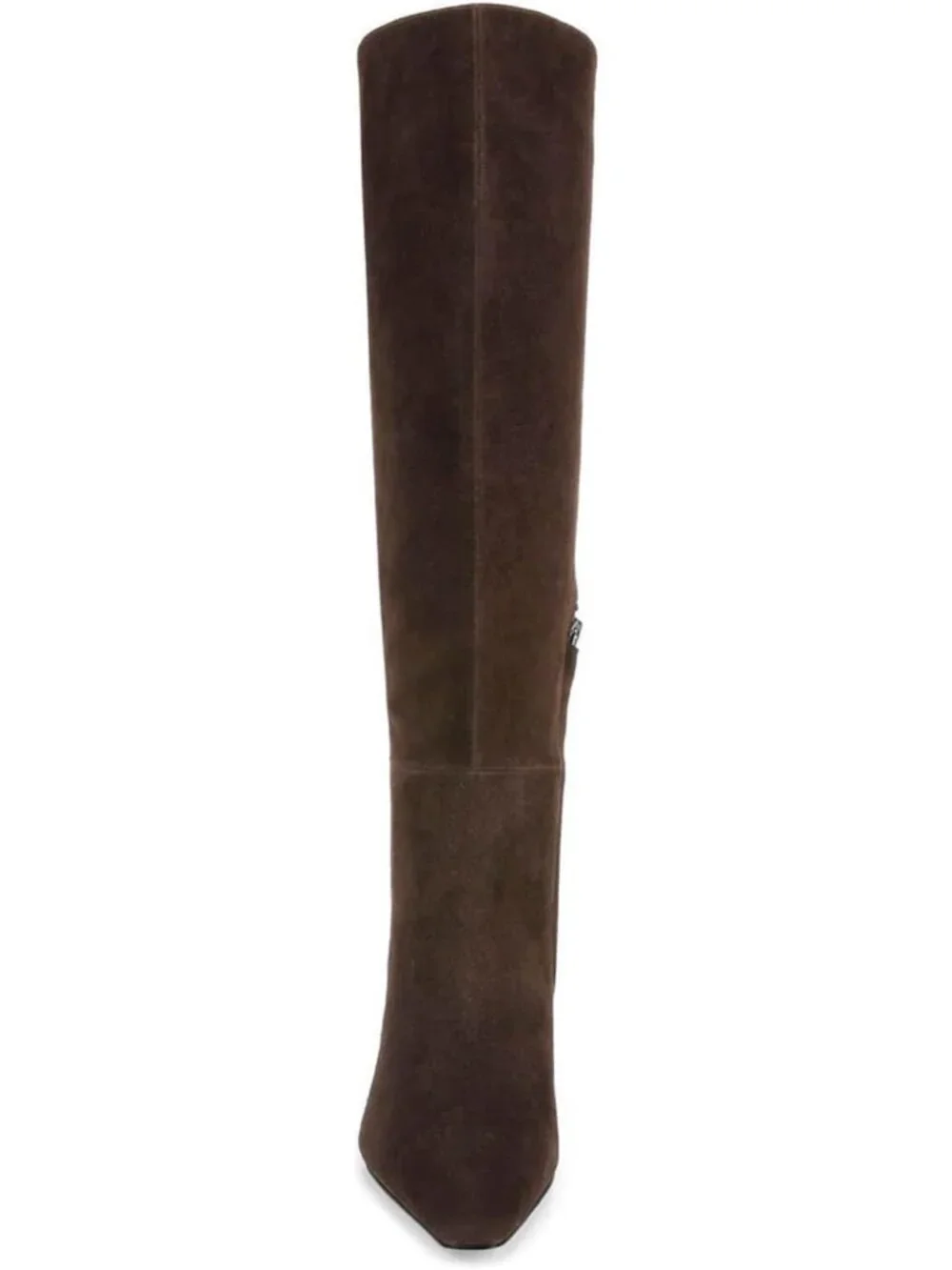 Women's Chocolate Chunky Heel Pointed Toe Faux Suede Side Zipper Knee High Boots